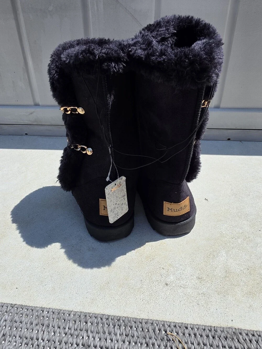 Mudd Black Faux Fur Lined Boots Sz 10 NWT Y2k